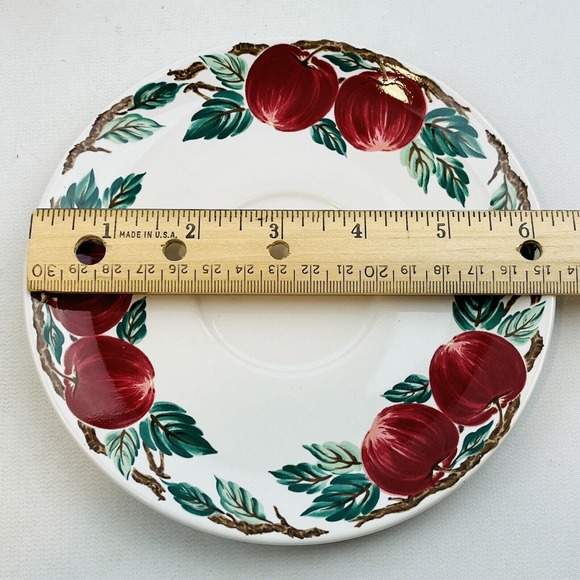 Nancy Calhoun Bella Roma 4 Cup & Saucer Set Lot Apples Cafe Classico Vintage - Picture 7 of 9